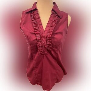 New York & Company Pink Ruffle Front Business Casual Vest XS